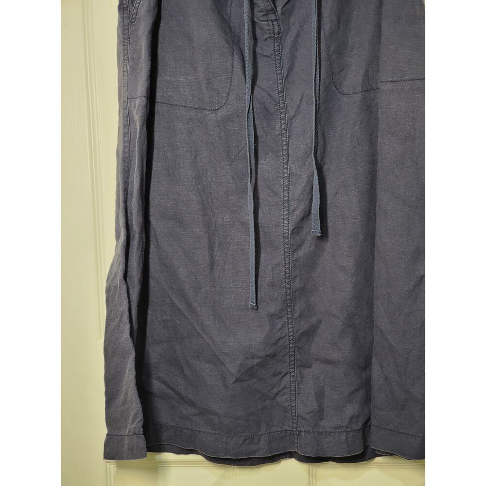 L.L. Bean Women’s Linen Skirt Size 12 Navy Blue Drawstring Pockets - Picture 12 of 12